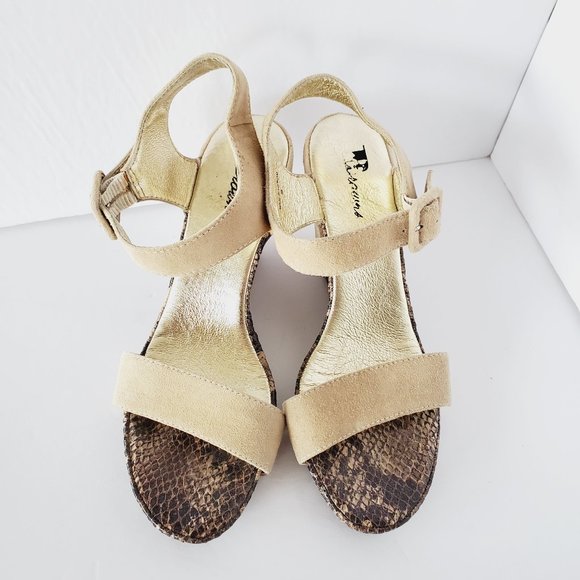 BROWNS Metallic Snakeskin Suede Wedges - Picture 2 of 6